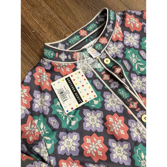 NEW Gretchen Scott Floral Haveli Grey Goddess Mandarin Top Pants Outfit Set XXL - Picture 3 of 4